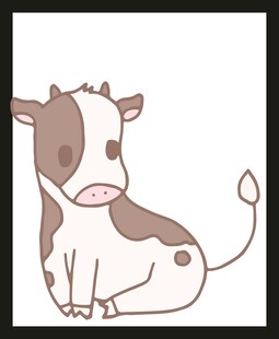 可爱卡通小牛坐姿形象