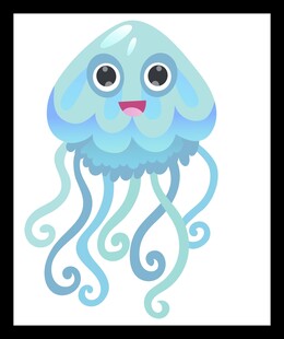 可爱蓝色卡通水母形象