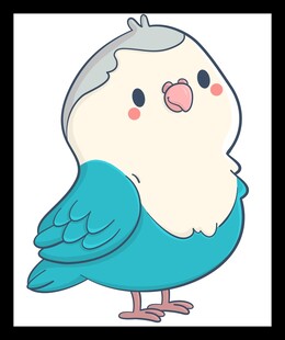 可爱蓝白小鸟卡通形象