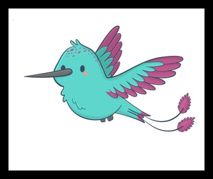 飞翔的彩色蜂鸟插画