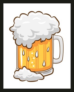 满溢泡沫的啤酒杯