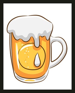 满溢泡沫的金黄啤酒杯