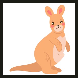 站立的可爱卡通袋鼠形象 