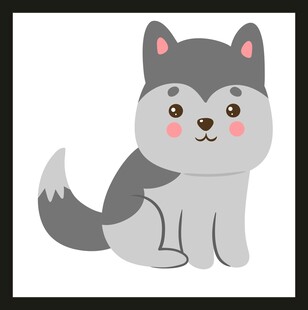 可爱坐着的卡通哈士奇