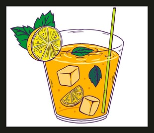 清凉柠檬冰饮插画