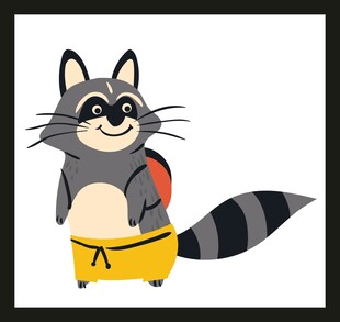 背着书包的可爱浣熊