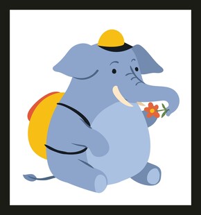 戴帽背包的可爱大象