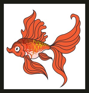 手绘灵动金鱼