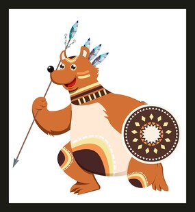 持矛持盾的拟人化狐狸形象