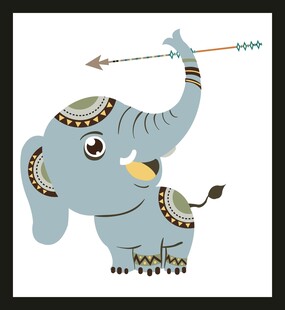 可爱小象持箭图案设计