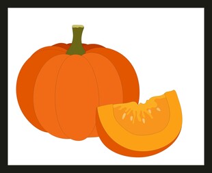 橙色南瓜及切片特写