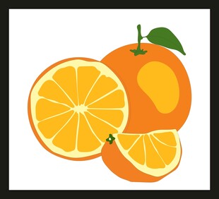 新鲜橙子完整与切片展示