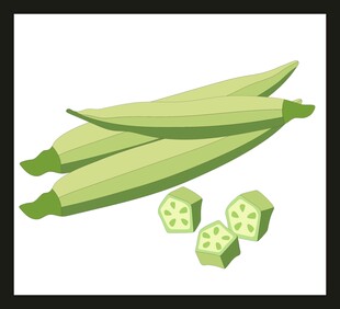 新鲜秋葵切片展示