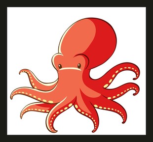 可爱红色章鱼卡通形象