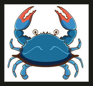 可爱蓝色螃蟹卡通形象