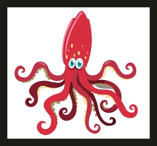 可爱红色章鱼卡通形象