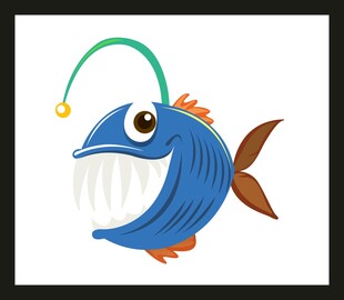 卡通蓝色发光鱼形象