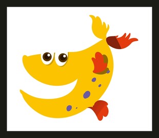 黄色卡通小鱼形象设计