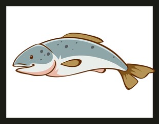 卡通风格的彩色鱼