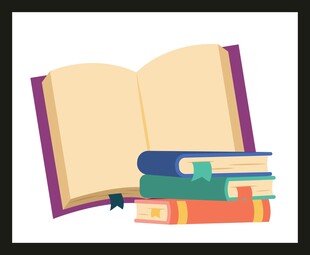 翻开的书籍与堆叠的书册