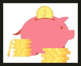 粉色存钱罐与金币堆叠