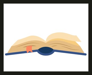 翻开的书本与书签