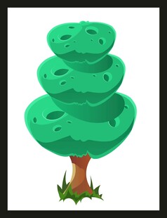卡通多层绿树形象