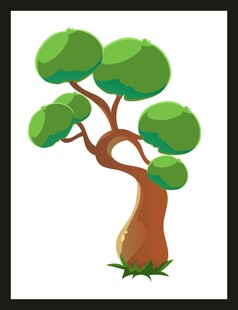 卡通风格的独特树木形象