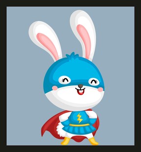 蓝色超人兔子持奖杯