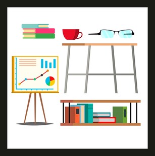 办公学习场景插画元素