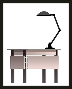 简约书桌配黑色台灯