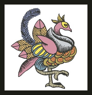 彩色手绘异域风格神鸟图案