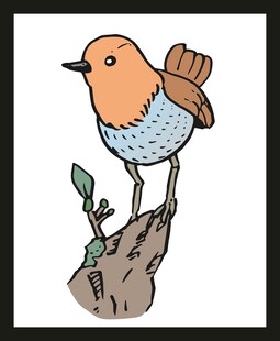 站在树桩上的彩色小鸟