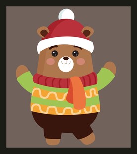 可爱小熊冬日装扮形象