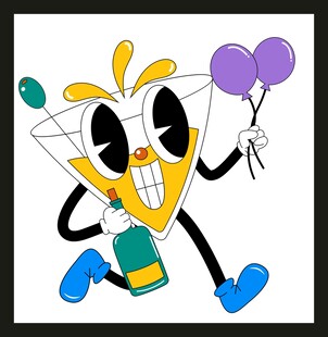 卡通角色手持气球欢乐庆祝