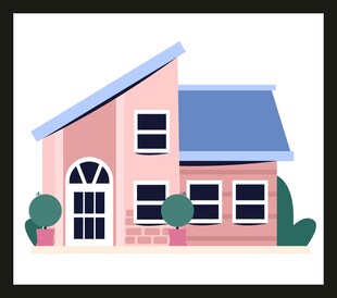 粉色小屋与绿植景观