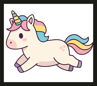 可爱独角兽欢快奔跑