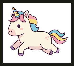 可爱独角兽欢快奔跑