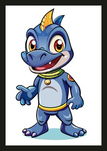 可爱蓝色卡通小恐龙