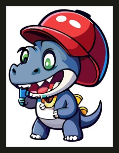 戴红帽的可爱小恐龙