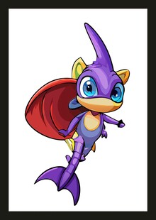 紫色飞鱼卡通形象