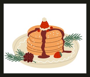 美味松饼配浆果与松枝