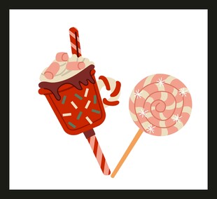 可爱糖果杯与棒棒糖