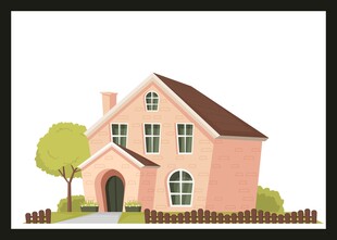 粉色小屋与绿植围栏