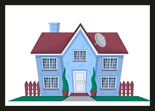 可爱卡通风格的蓝色小房子