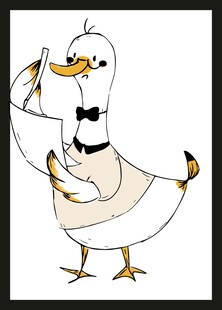 优雅着装的卡通鸭子