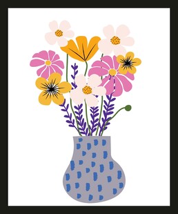 花瓶中的多彩花卉插画