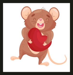 抱红心的可爱小老鼠