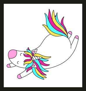 彩色独角兽躺卧可爱插画