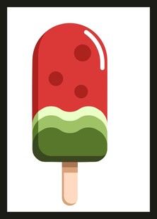 西瓜造型冰棍插画